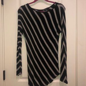 INC Black/White striped tunic